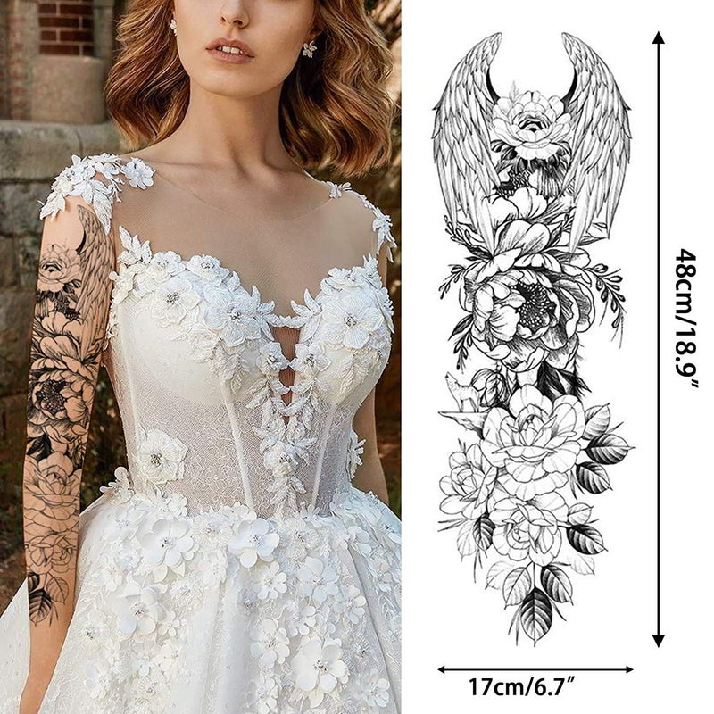 Aresvns Beautiful Spring Temporary Tattoo for Women and Girls (L19â€œxW7â€),Full Arm Fake Tattoos Flowers for BBQ Pool Beach Party,Waterproof Temporary Tattoo Sleeves Christmas Gift - Image 2